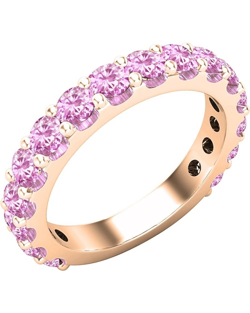 3mm Round Pink Sapphire Eternity Style Stackable Wedding Band for Women in 14K Solid Gold 6 Solid Rose Gold $238.82 Rings