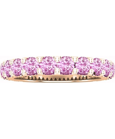 3mm Round Pink Sapphire Eternity Style Stackable Wedding Band for Women in 14K Solid Gold 6 Solid Rose Gold $238.82 Rings