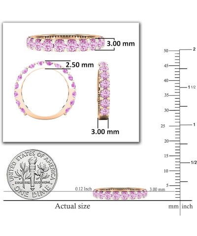 3mm Round Pink Sapphire Eternity Style Stackable Wedding Band for Women in 14K Solid Gold 6 Solid Rose Gold $238.82 Rings