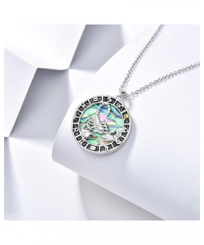 12 Constellation Necklace Zodiac Coin Pendant Necklace Round Abalone Shell 12 Constellation Jewelry Birthday Gift for Women M...