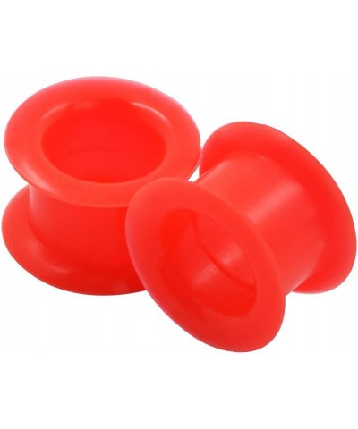 2 PC Colorful Hard Silicone Flexible Ear Skin Tunnels Plugs Hollow Ear Gauges 2G-25mm hard-red 16mm(5/8") $8.39 Body Jewelry