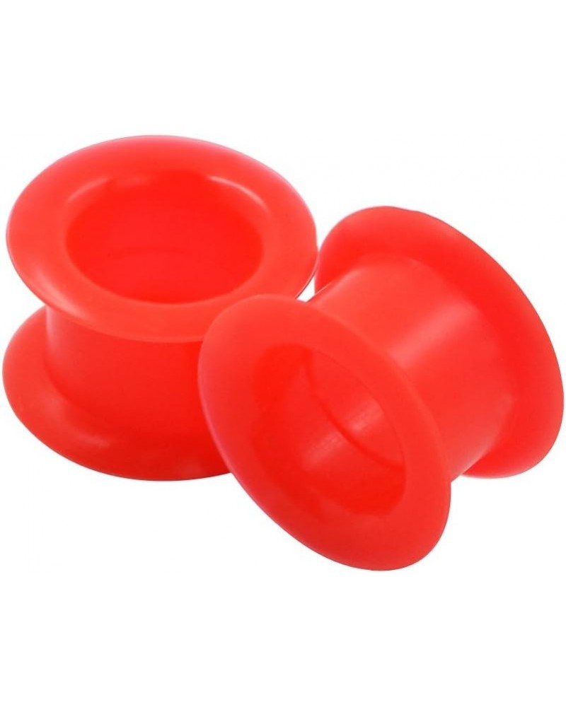 2 PC Colorful Hard Silicone Flexible Ear Skin Tunnels Plugs Hollow Ear Gauges 2G-25mm hard-red 16mm(5/8") $8.39 Body Jewelry