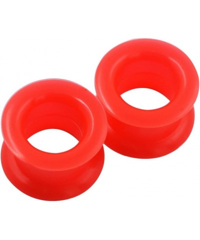 2 PC Colorful Hard Silicone Flexible Ear Skin Tunnels Plugs Hollow Ear Gauges 2G-25mm hard-red 16mm(5/8") $8.39 Body Jewelry