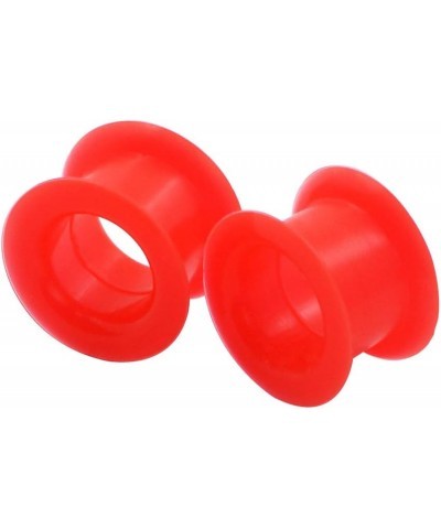 2 PC Colorful Hard Silicone Flexible Ear Skin Tunnels Plugs Hollow Ear Gauges 2G-25mm hard-red 16mm(5/8") $8.39 Body Jewelry