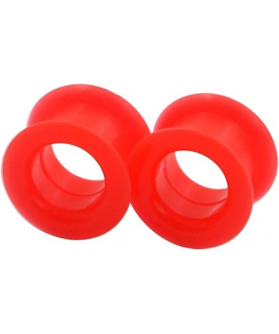 2 PC Colorful Hard Silicone Flexible Ear Skin Tunnels Plugs Hollow Ear Gauges 2G-25mm hard-red 16mm(5/8") $8.39 Body Jewelry