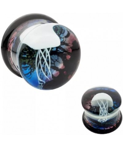 Glass White Floating Jellyfish Double Flared Plugs, Sold As Pair 14mm (9/16") $9.29 Body Jewelry