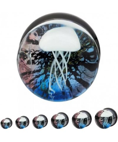 Glass White Floating Jellyfish Double Flared Plugs, Sold As Pair 14mm (9/16") $9.29 Body Jewelry