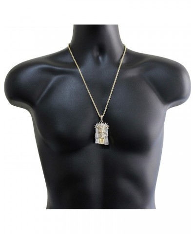 14k Gold Plated Large Jesus Piece Cz Pendant 24" Rope Chain Hip Hop Necklace $15.07 Necklaces