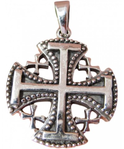 925 Sterling Silver Jerusalem Cross Fivefold Cross Crusaders Cross Emblem Medal Pendant Necklace A12 $26.27 Necklaces