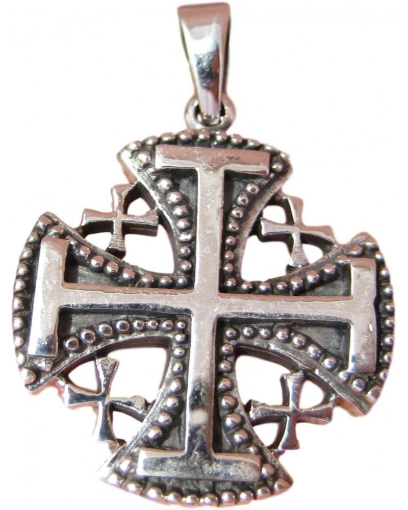 925 Sterling Silver Jerusalem Cross Fivefold Cross Crusaders Cross Emblem Medal Pendant Necklace A12 $26.27 Necklaces