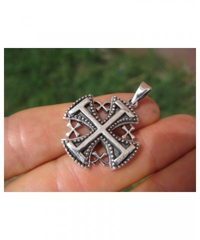 925 Sterling Silver Jerusalem Cross Fivefold Cross Crusaders Cross Emblem Medal Pendant Necklace A12 $26.27 Necklaces