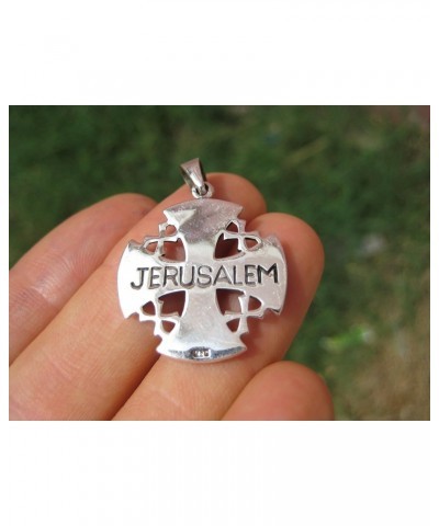 925 Sterling Silver Jerusalem Cross Fivefold Cross Crusaders Cross Emblem Medal Pendant Necklace A12 $26.27 Necklaces