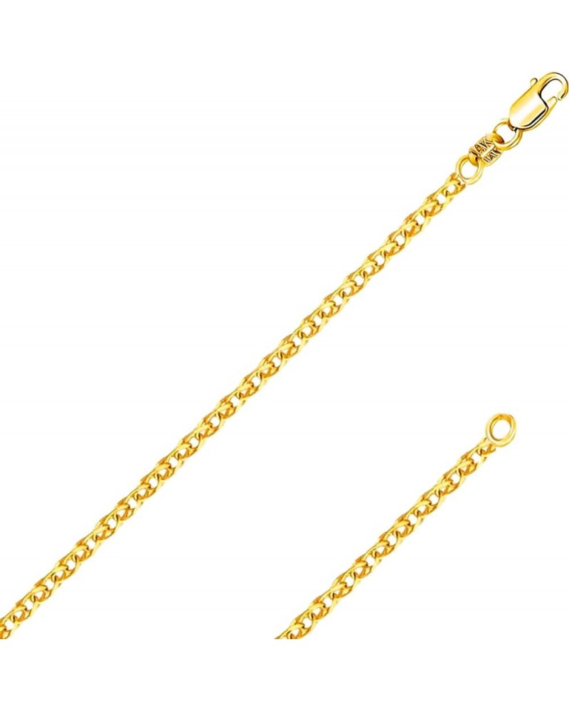 REAL Solid 14K Yellow Gold 1.50mm,1.7mm, 2.0mm Flat Open Wheat Spiga Chain Necklace with Lobster Claw Clasp | Multiple Length...