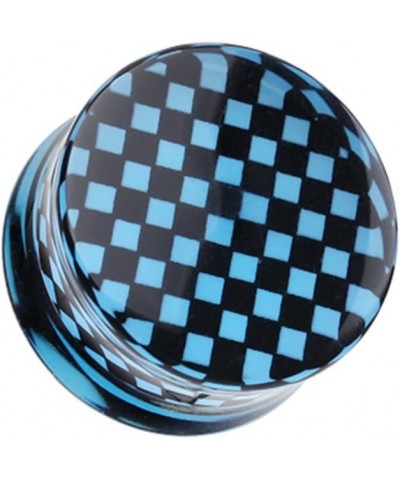 Classic Checker Inlay Double Flared WildKlass Ear Gauge Plug (Sold as Pairs) 7/8" (22mm) Blue $11.18 Body Jewelry