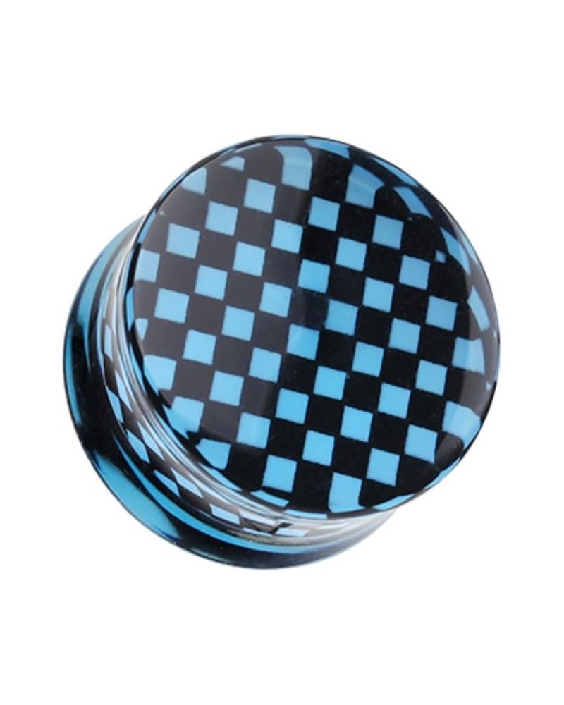 Classic Checker Inlay Double Flared WildKlass Ear Gauge Plug (Sold as Pairs) 7/8" (22mm) Blue $11.18 Body Jewelry