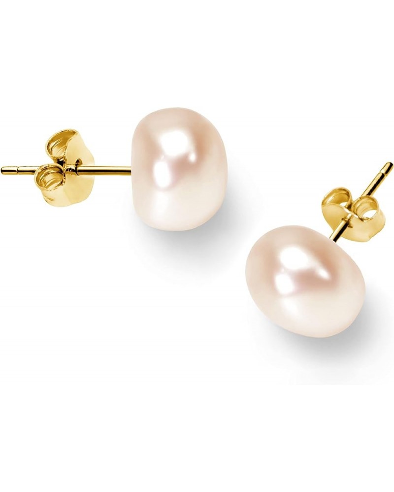 Freshwater Real Pearl Stud Earrings Quality Pearl Earrings for Women 6.0-7.0mm Pink-Gold $19.40 Others