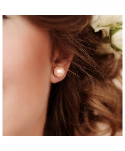 Freshwater Real Pearl Stud Earrings Quality Pearl Earrings for Women 6.0-7.0mm Pink-Gold $19.40 Others