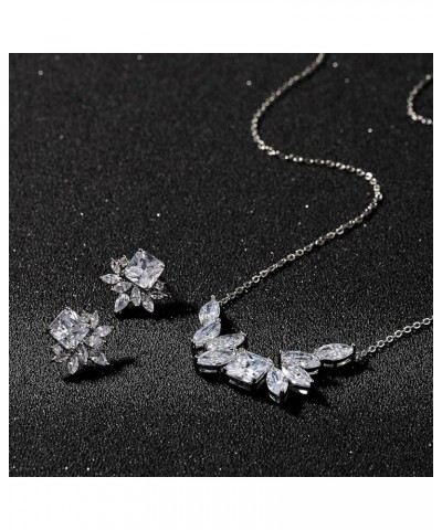 Wedding Jewelry Set for Women, Cubic Zirconia Necklace Earrings Set for Bride Bridesmaid, Bridal Jewelry for Wedding Prom 01....