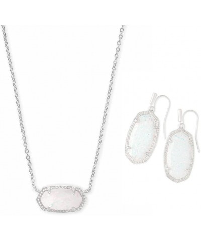 Gift Bundle, Elisa Pendant Necklace and Dani Drop Earrings for Women, Fashion Jewelry, Rhodium-Plated, White Opal $66.90 Jewe...