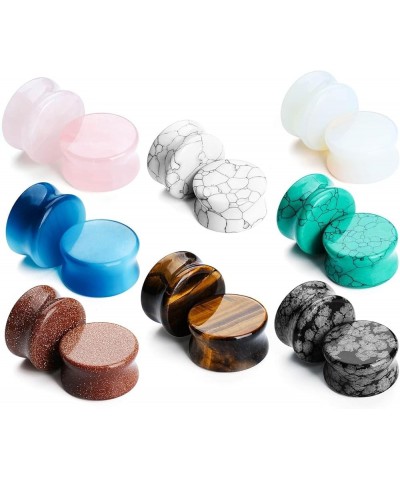 Natural Stone Ear Plugs Stretching Gauges Kit,16Pcs Mixed 6MM-20MM Saddle Double Flare Tunnel Unisex Earrings Body Jewelry 00...