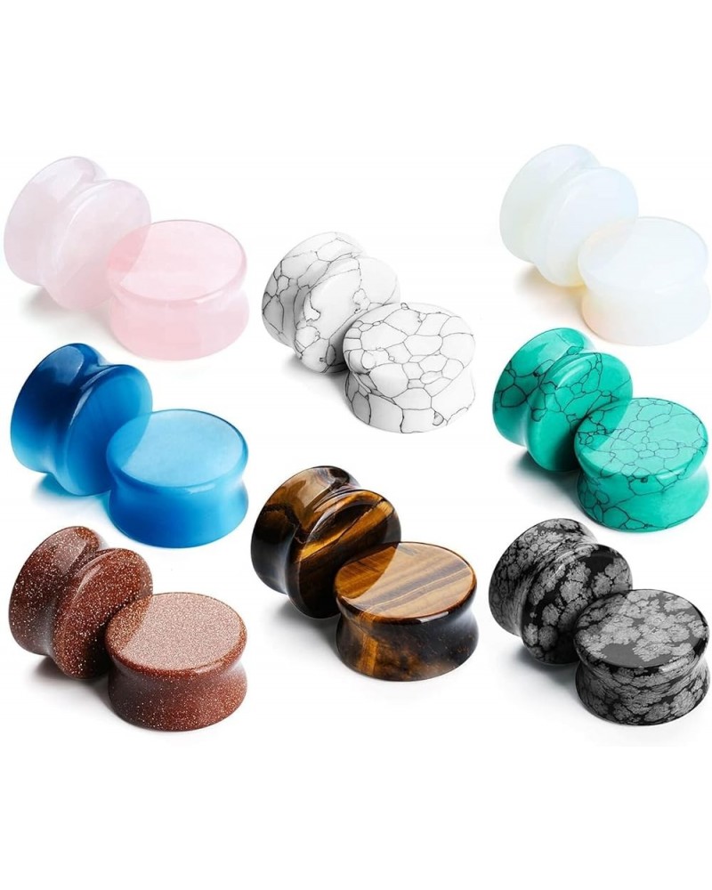 Natural Stone Ear Plugs Stretching Gauges Kit,16Pcs Mixed 6MM-20MM Saddle Double Flare Tunnel Unisex Earrings Body Jewelry 00...