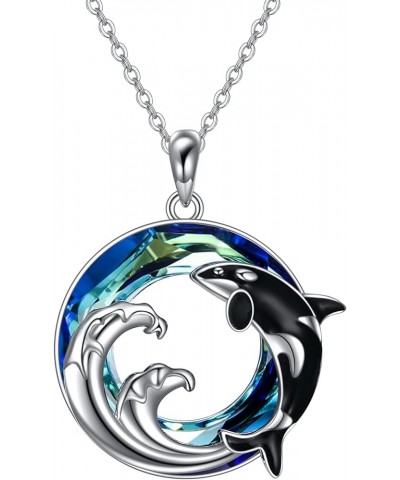 Orca Necklace Sterling Silver Crystal Killer Whale Necklace Ocean Pendant Jewelry Gifts for Women Men Orca Necklace $22.03 Ne...