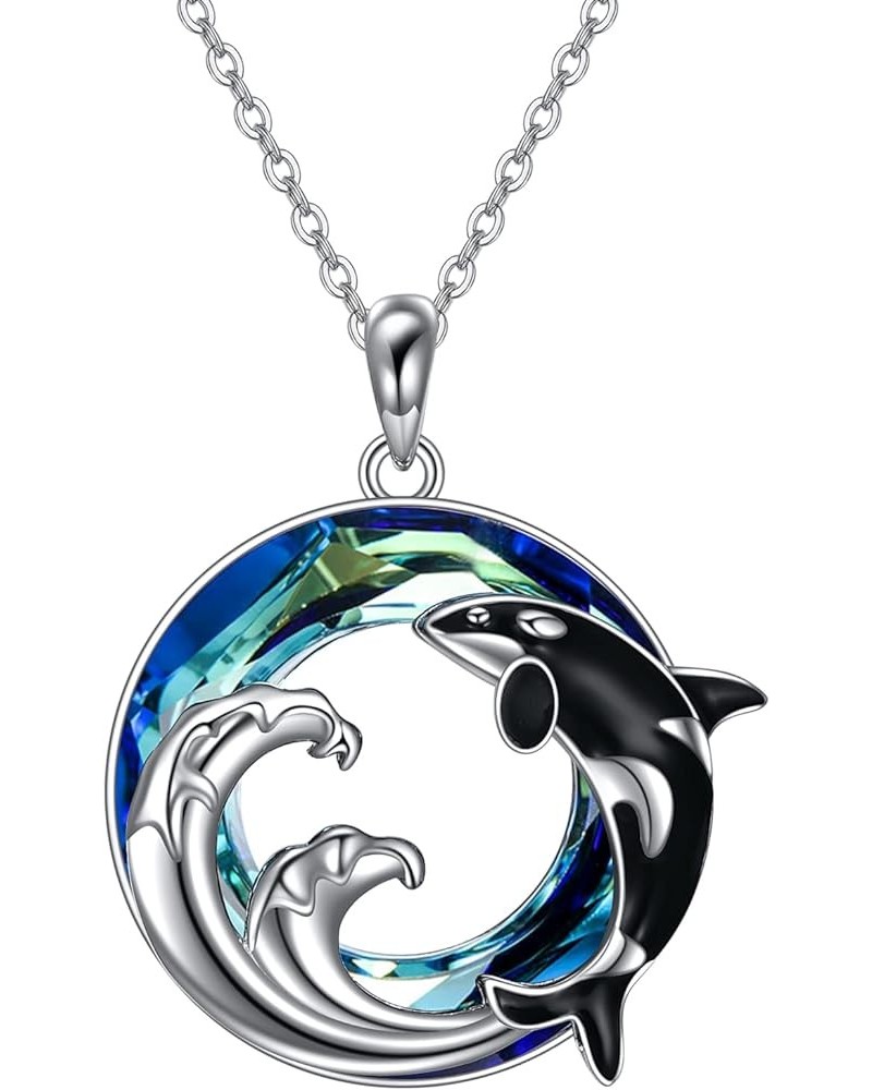 Orca Necklace Sterling Silver Crystal Killer Whale Necklace Ocean Pendant Jewelry Gifts for Women Men Orca Necklace $22.03 Ne...