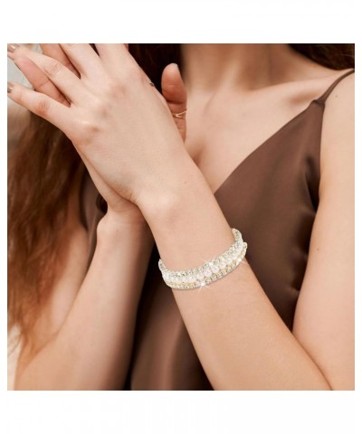 Bracelets for Women MultiLayer Pearl Bracelets for Women Pearl Jewelry Pearl Bracelet Crystal Rhinestone Bangle Bracelets for...