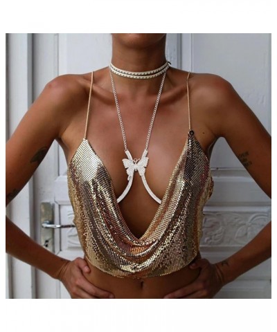 Rhinestone Chest Bracket Bra Chain Body Jewelry Crsytal Breast Body Chain Heart Bikini Bra Chain for Women Silver 1 $9.42 Bod...