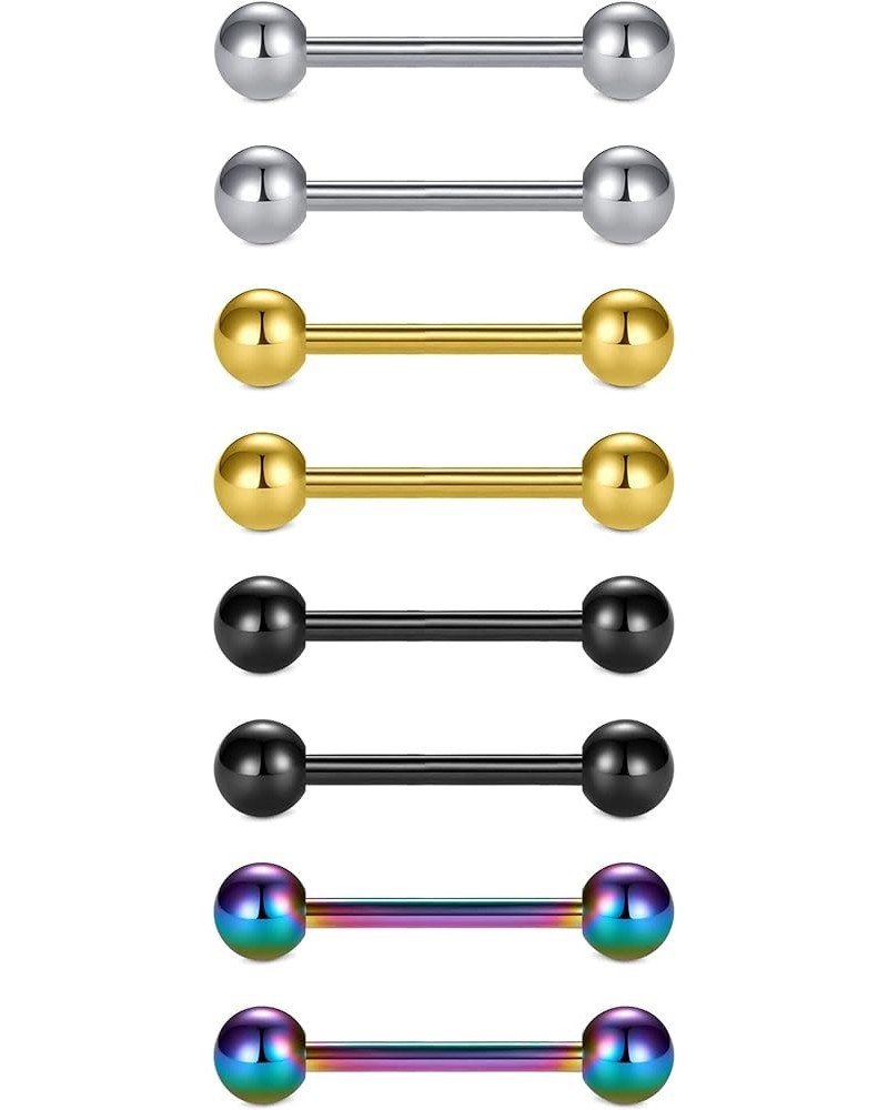 14G Nipplerings Piercing Barbells Surgical Stainless Steel Straingt Barbell Nipple Tongue Rings Jewelry 4 color 14.0 Millimet...