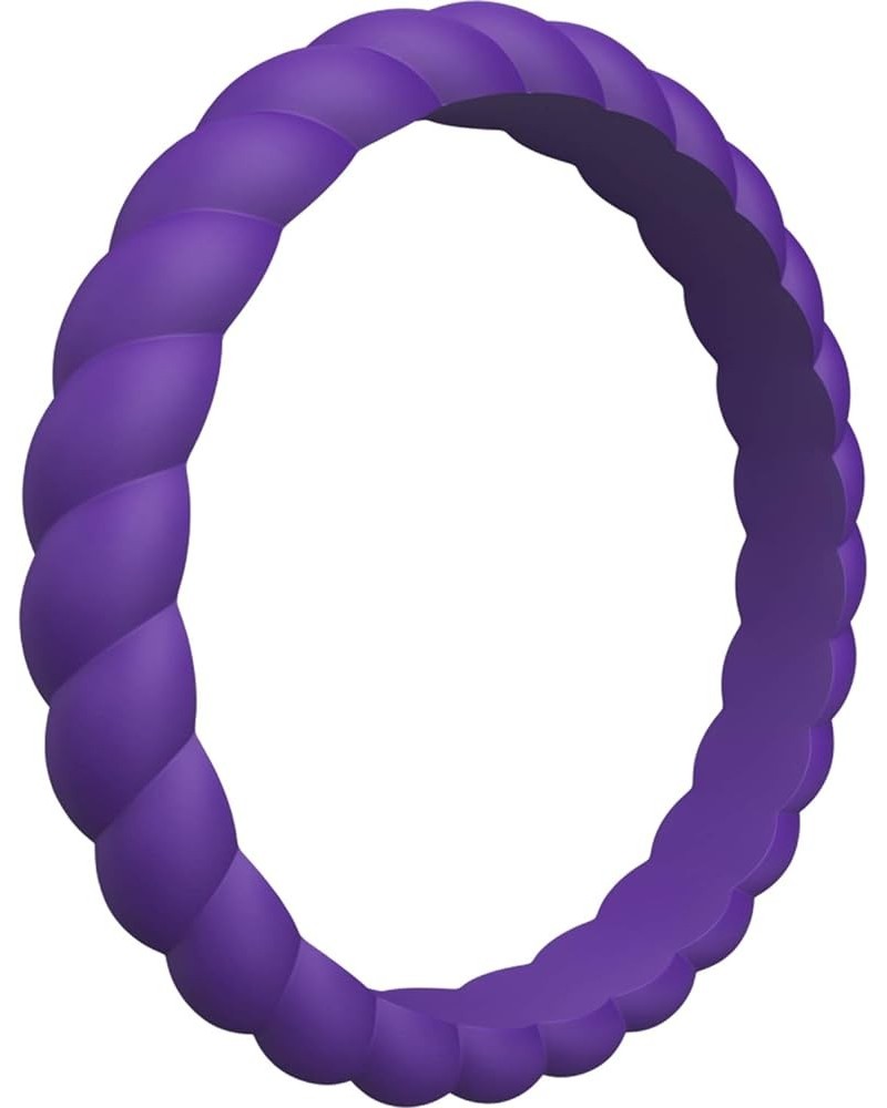 Womens Thin Swivel Wedding Bands - Stackable Silicone Wedding Rings - 2.5mm Wide - 2mm Thick 1 Ring - Dark Purple $6.71 Rings