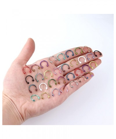 32Pcs 16G Horseshoe Nose Septum Rings Surgical Steel Eyebrow Tragus Lip Rings Daith Helix Cartilage Piercing Jewelry for Wome...