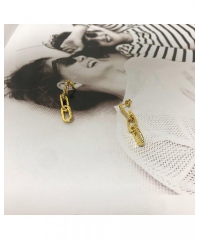 S925 Silver Needle Zircons Inlaid Long Tassel Chain Stud Earrings Women's Fashion Earrings Gold $11.61 Earrings