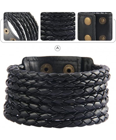 Punk Leather Wristbands for Men Bracelets Handmade Wide Cuff Bangle Braided Jewelry Black Brown Adjustable - Teen Girls Boys ...