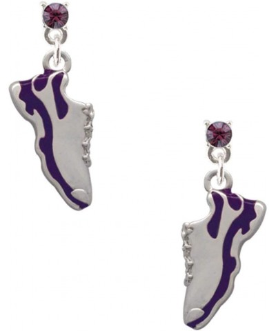 Purple Running Shoe Crystal Post Earrings Purple $11.34 Earrings