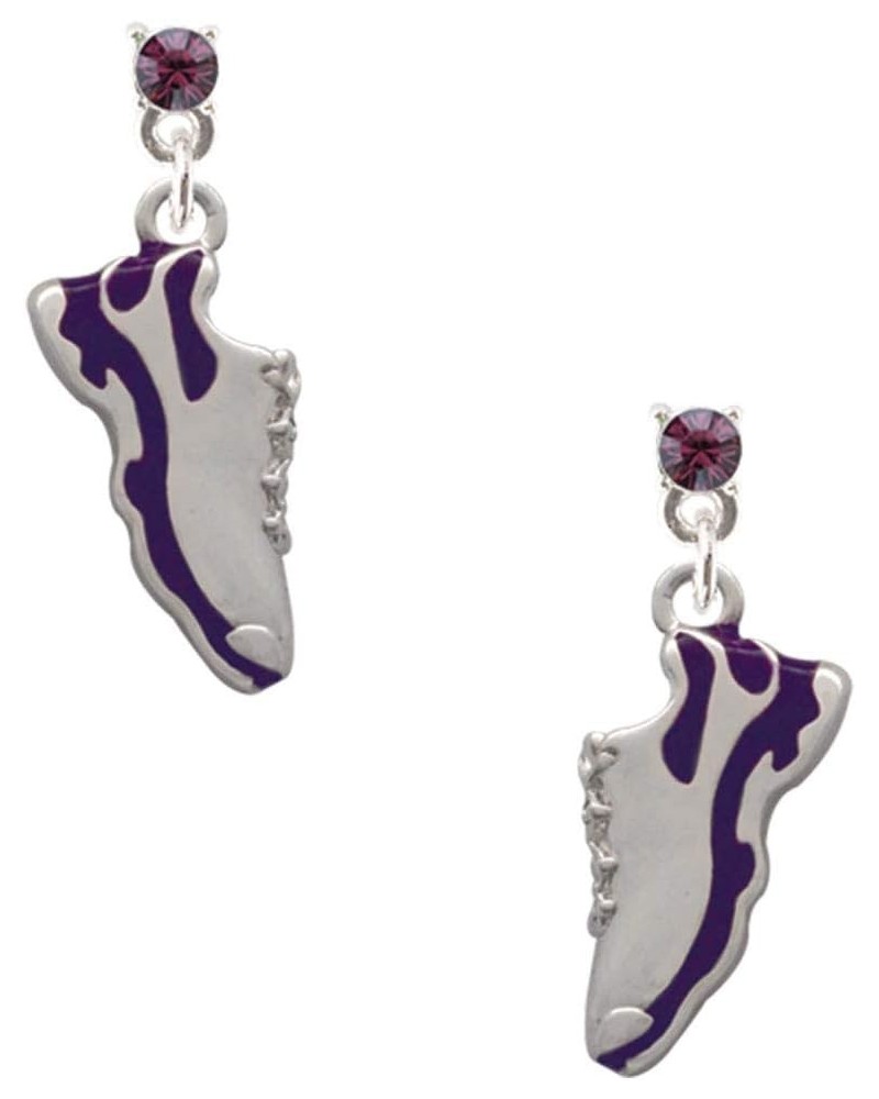 Purple Running Shoe Crystal Post Earrings Purple $11.34 Earrings