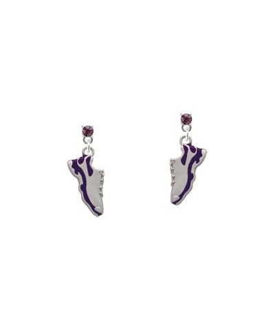 Purple Running Shoe Crystal Post Earrings Purple $11.34 Earrings