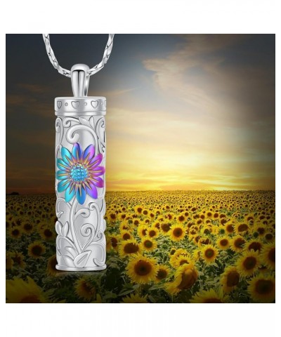 Sunflower Urn Necklace for Ashes Cylinder Bar Necklace for Ashes for Women Pendant Keepsake for Ashes Memory Cremation Jewelr...