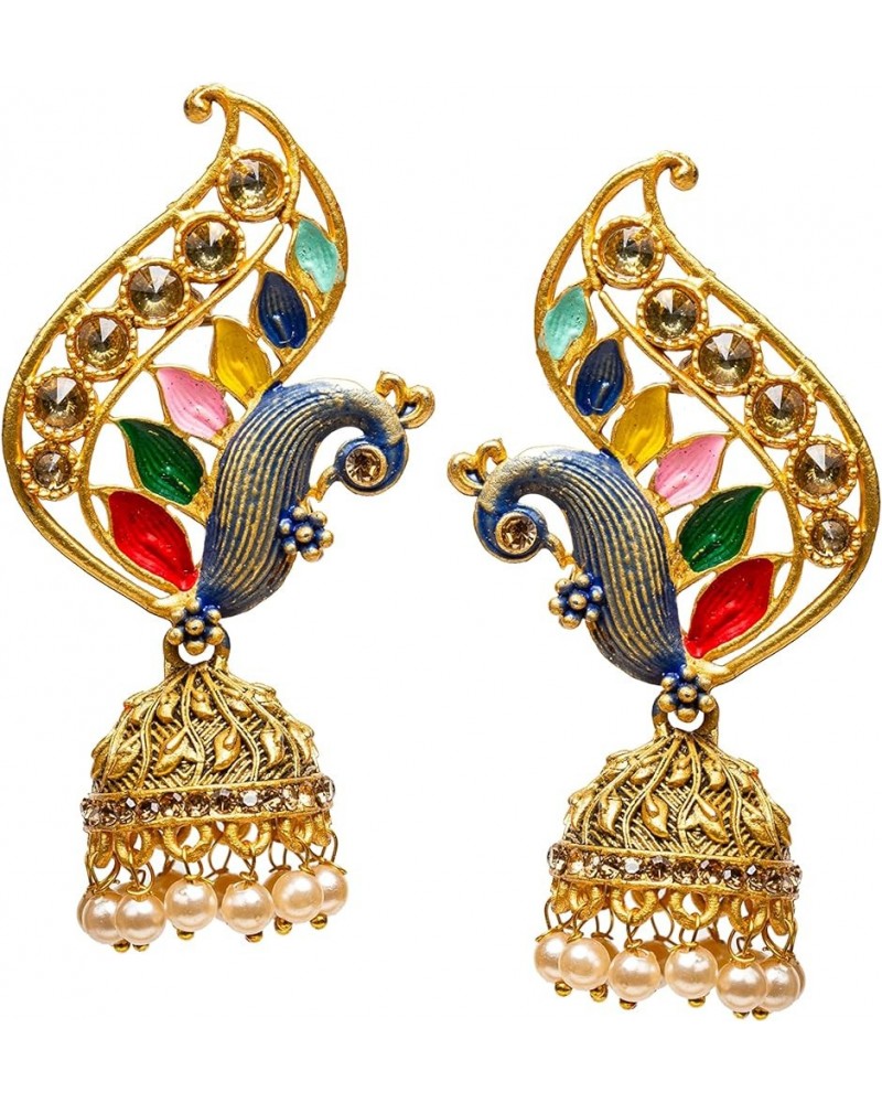 Gold-Plated Kundan Stones Indian Dangler Earrings For Women (Medium Size, Weightless, Color drops) Multicolor-3 $9.89 Earrings