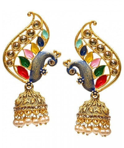 Gold-Plated Kundan Stones Indian Dangler Earrings For Women (Medium Size, Weightless, Color drops) Multicolor-3 $9.89 Earrings