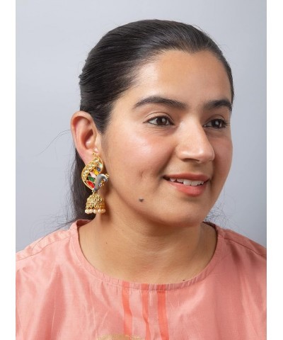 Gold-Plated Kundan Stones Indian Dangler Earrings For Women (Medium Size, Weightless, Color drops) Multicolor-3 $9.89 Earrings