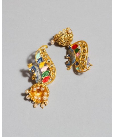 Gold-Plated Kundan Stones Indian Dangler Earrings For Women (Medium Size, Weightless, Color drops) Multicolor-3 $9.89 Earrings