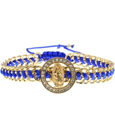 Virgin Mary Blue Gold Color Chain String Adjustable Bracelet $6.75 Bracelets