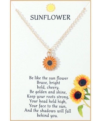 Sunflower Necklace Inspirational Sunflower Pendant Clavicular Chain Necklaces Jewelry Gift for Women Gold-yellow $8.99 Necklaces