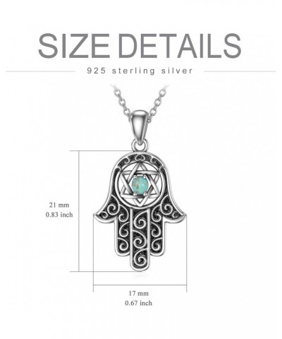 Hamsa Hand Necklace, 925 Sterling Silver Genuine Turquoise Hand of Fatima Pendant Necklace Good Luck Jewelry Gifts for Women ...