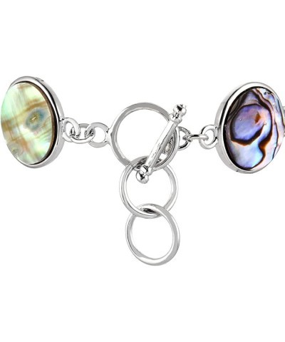 Natural Abalone Shell Bracelet for Women and Man, Adjustable Link Bangle for Unisex, Assorted Shapes abalone shell round-shap...