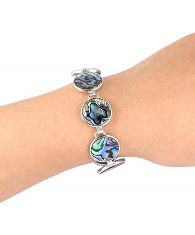 Natural Abalone Shell Bracelet for Women and Man, Adjustable Link Bangle for Unisex, Assorted Shapes abalone shell round-shap...