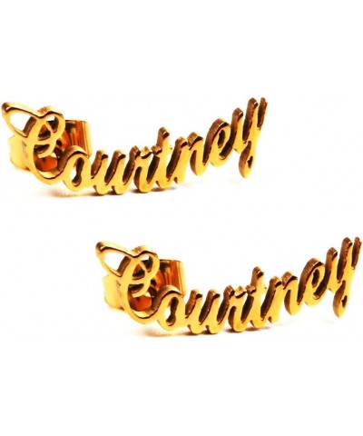 Pretty Personalized Name Earrings, Gold Plated Customized Stud Earrings for Womens Girls Courtney $10.84 Earrings