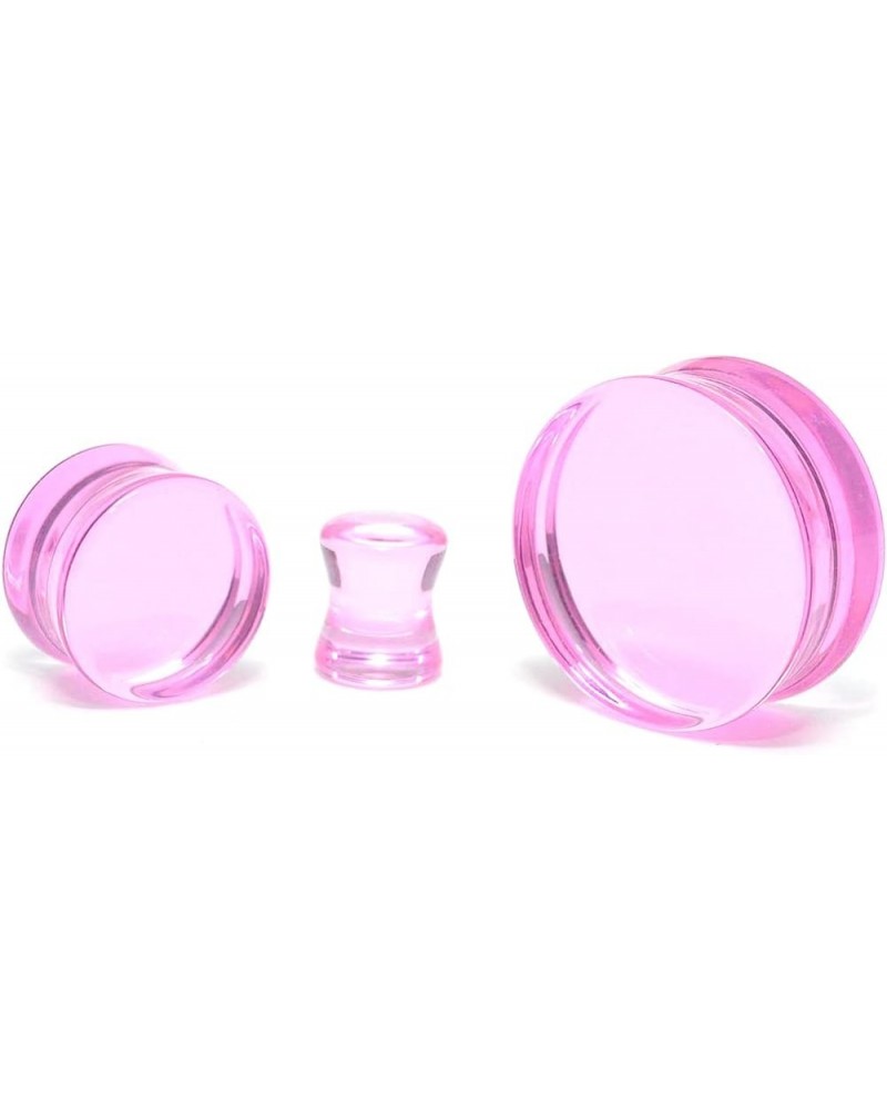 Pair of Pink Glass Double Flare Plugs (PG-587) 0g (8mm) $8.69 Body Jewelry