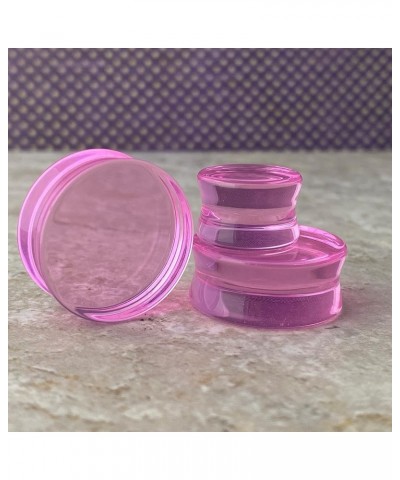 Pair of Pink Glass Double Flare Plugs (PG-587) 0g (8mm) $8.69 Body Jewelry